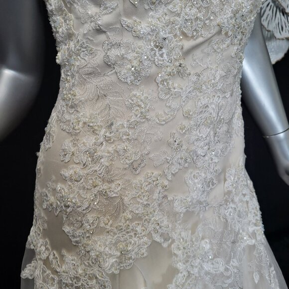 NWT~$1350~CASABLANCA~6/8~IVORY LACE EMBELLISHED STRAPLESS WEDDING DRESS GOWN - Picture 7 of 16
